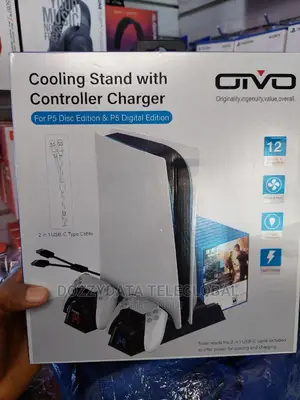 Photo - PS5 Stand Cooling Fan With Dual Controller Charging Station
