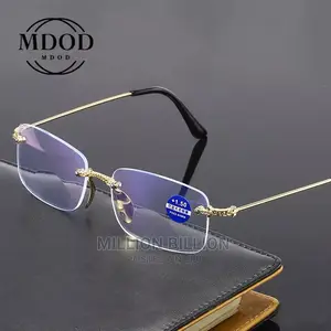 Rimless Reading Glasses Anti-Bluray Diamond Cut