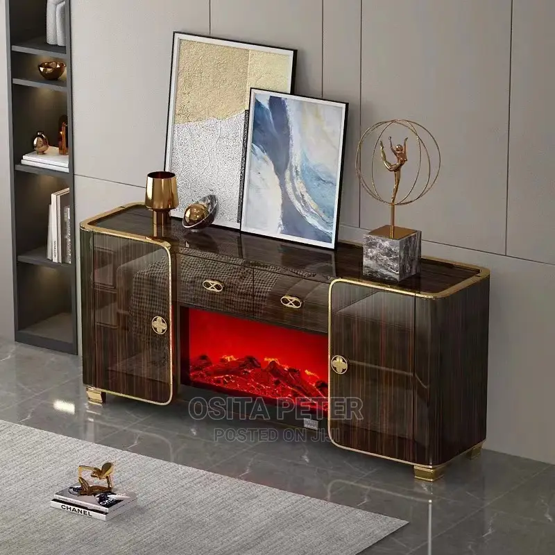 New Design Electric Fireplace Television Stand in Ojo Furniture
