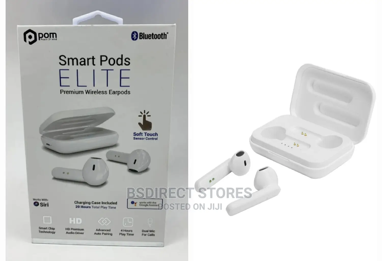 Pom Smart Pods + Bluetooth True Wireless Stereo Earphones in Utako Headphones, Bsdirect Stores