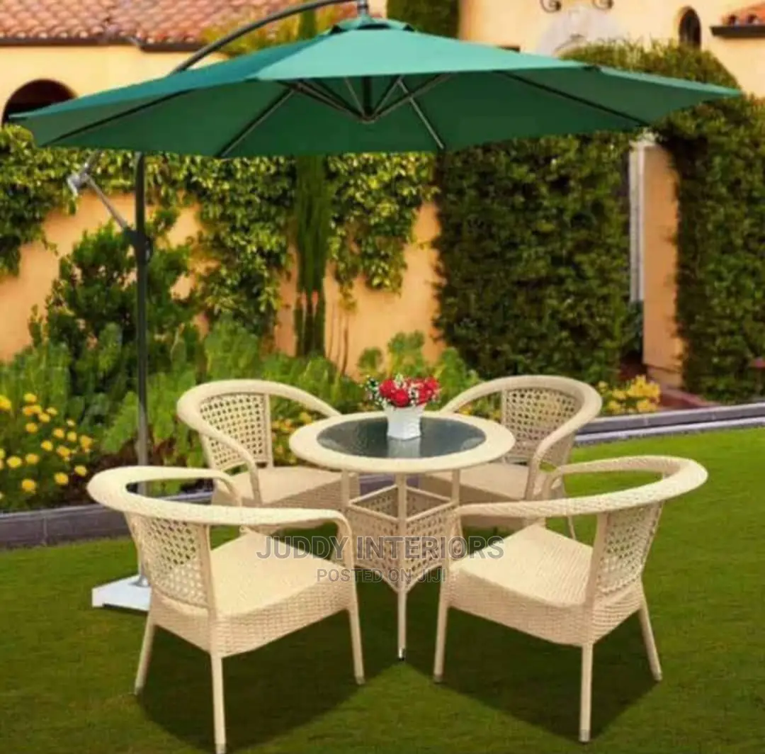 Garden Dining Table Set With Umbrella in Ajah Furniture, Juddy