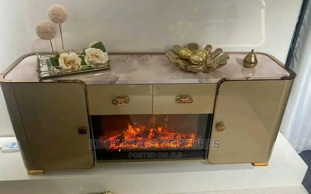 Luxurious Gold Fireplace Tv Stand in Ikeja Furniture, Kosy Kings