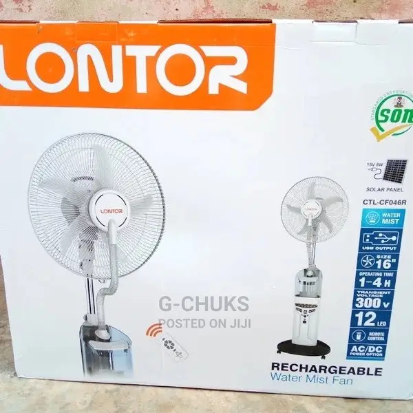 Lontor 5 Blades Rechargeable Mist Fan 16inches in Lagos Island (Eko