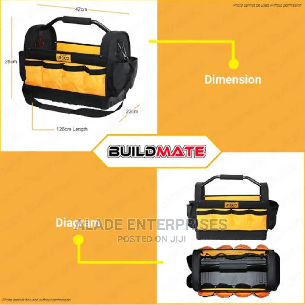 Ingco Tools Tool Bag Baggage Storage Box Polyester 16" in Lagos Island