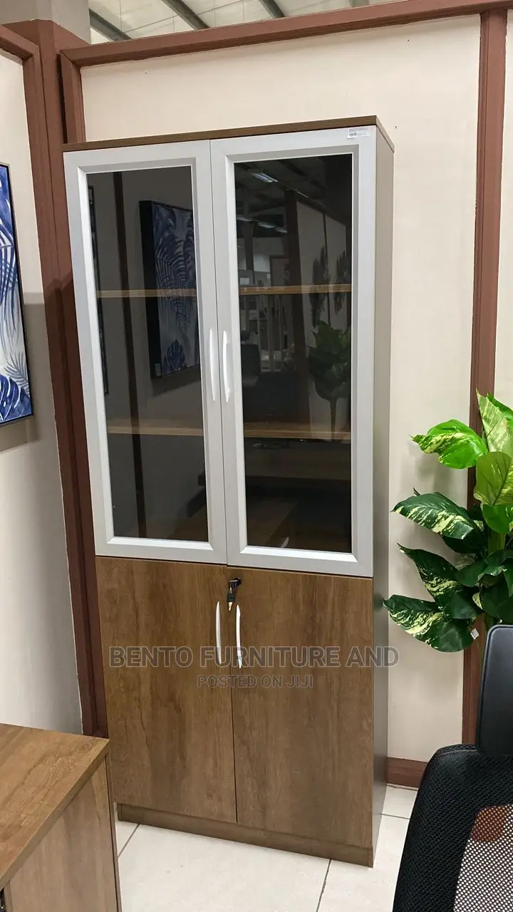 Wooden Bookshelf Top Glass in Ikeja Furniture, Bento Furniture