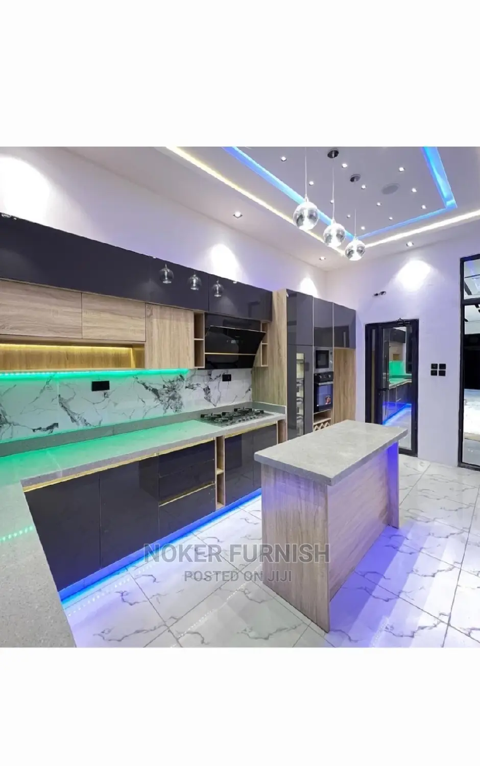 Luxury Kitchen With LED Lights in Maitama Furniture, Noker