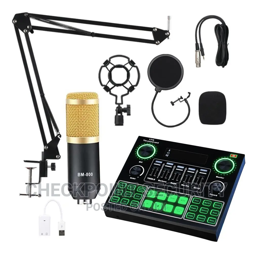 Condenser Microphone + V9 Sound Card. in Ikeja Audio & Music