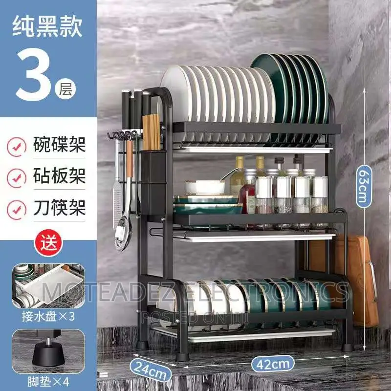 3 Tiers Aluminium Steel Rust Proof Dish Rack/Dish Drainer in Lagos Island (Eko) Restaurant