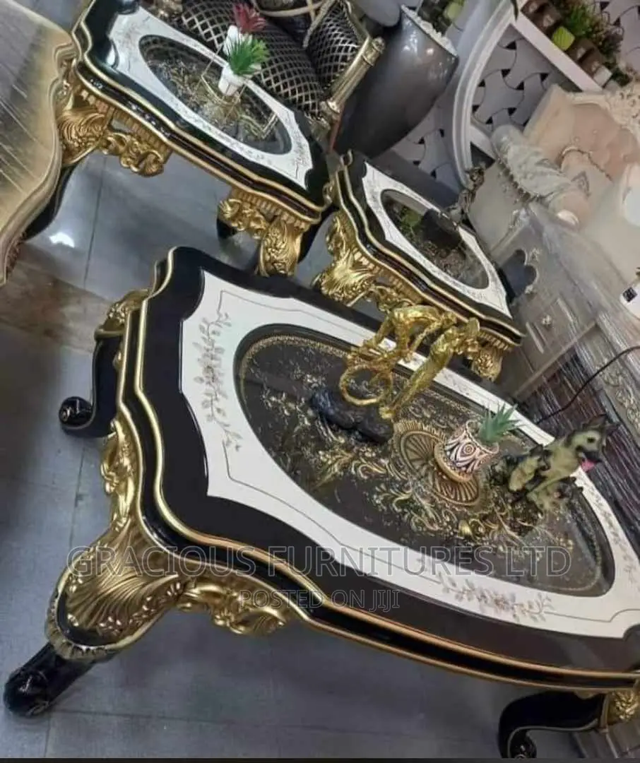 Royal Center Table With Two Sides Stool in Ajah Furniture, GRACIOUS