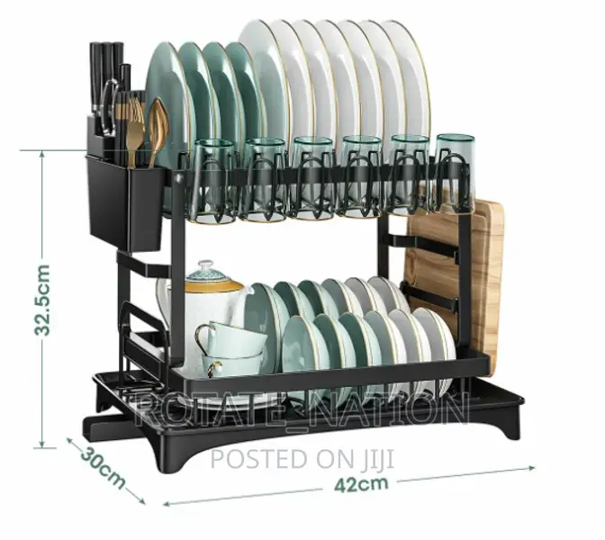 2 Tier, Dish Drainer Rack and Utensil Holder in Lagos Island (Eko) Home Accessories, Rotate