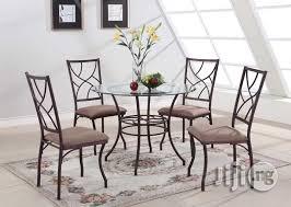 Mini Round Glass Chrome Dining Table And 4 Chairs In Amuwo Odofin Furniture Mcdurch Contracting Limited Jiji Ng Mini Round Glass Chrome Dining Table, Small Round Glass Dining Table Set