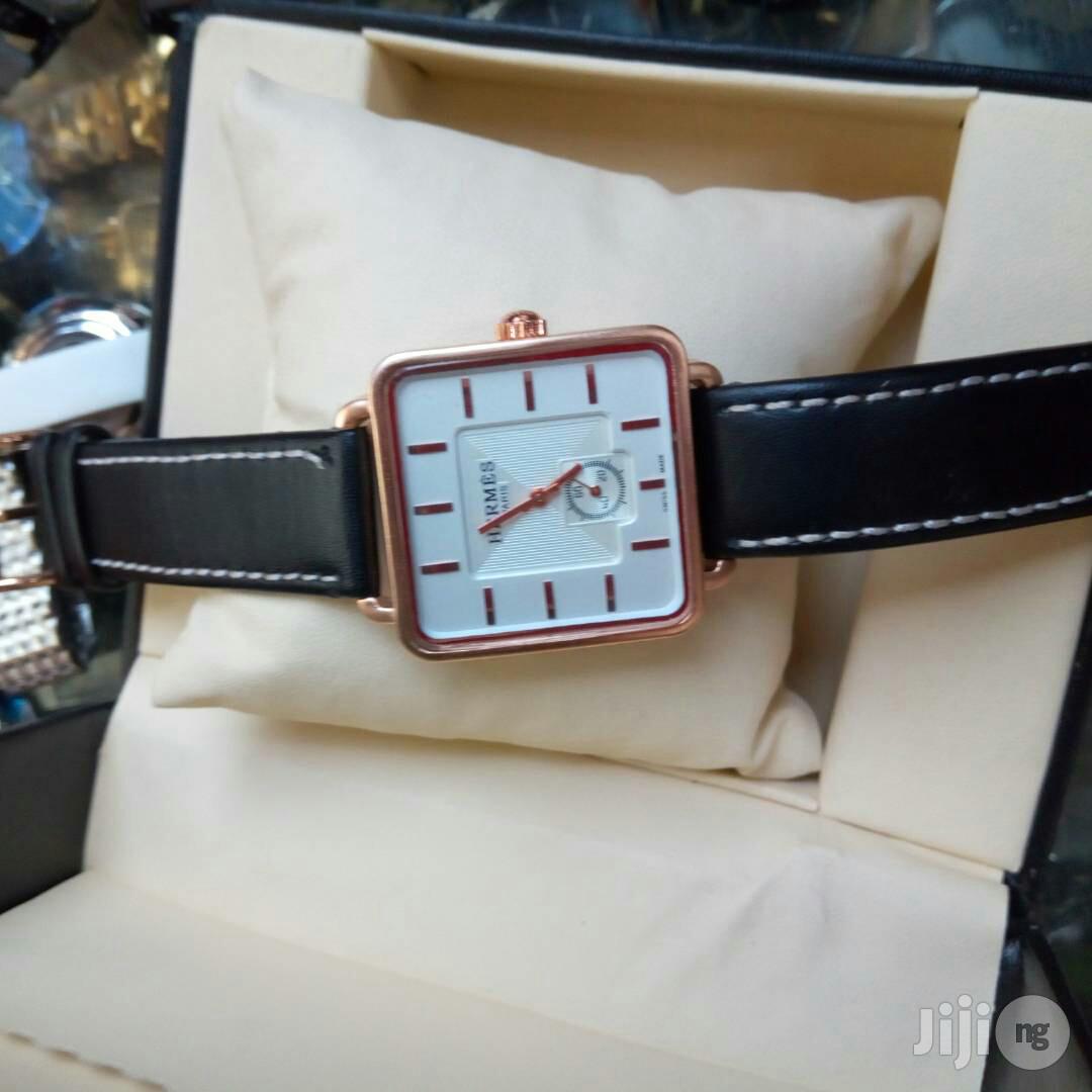Hermes Rose Gold Leather Strap Watch