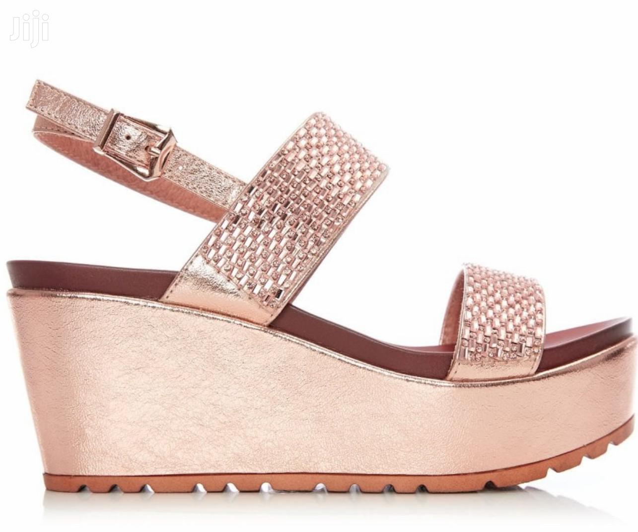 rose gold platform wedges