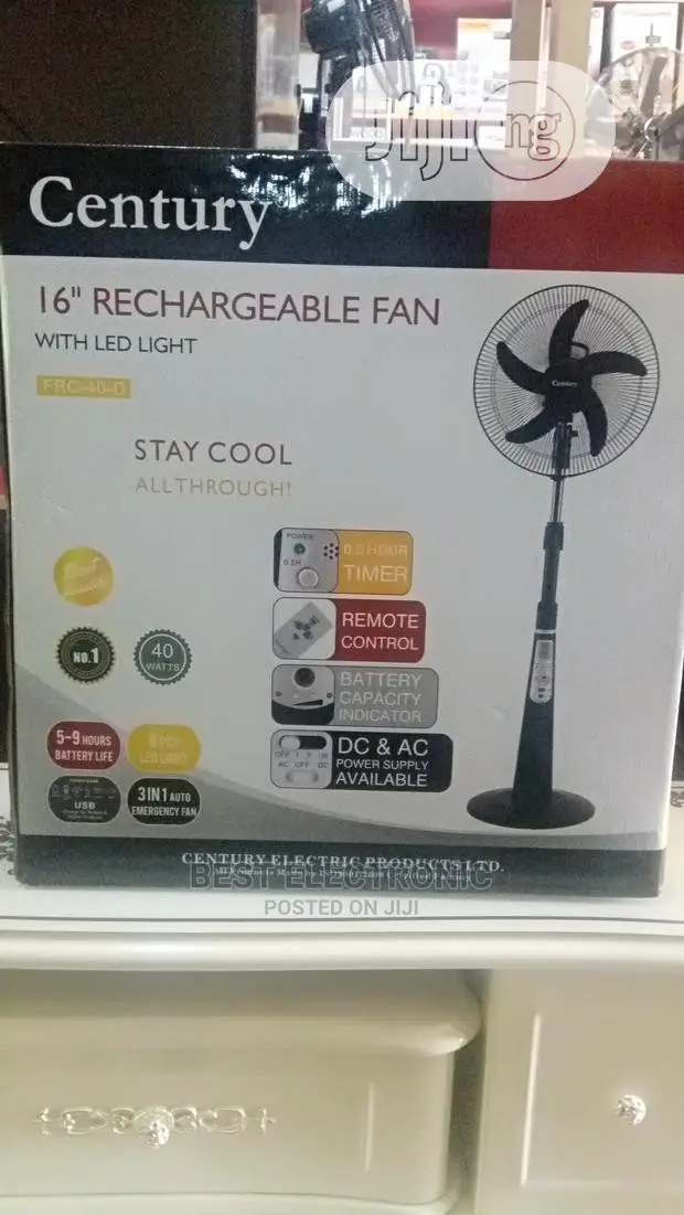 Century 16" Rechargeable Fan With Warranty in Lugbe District Home