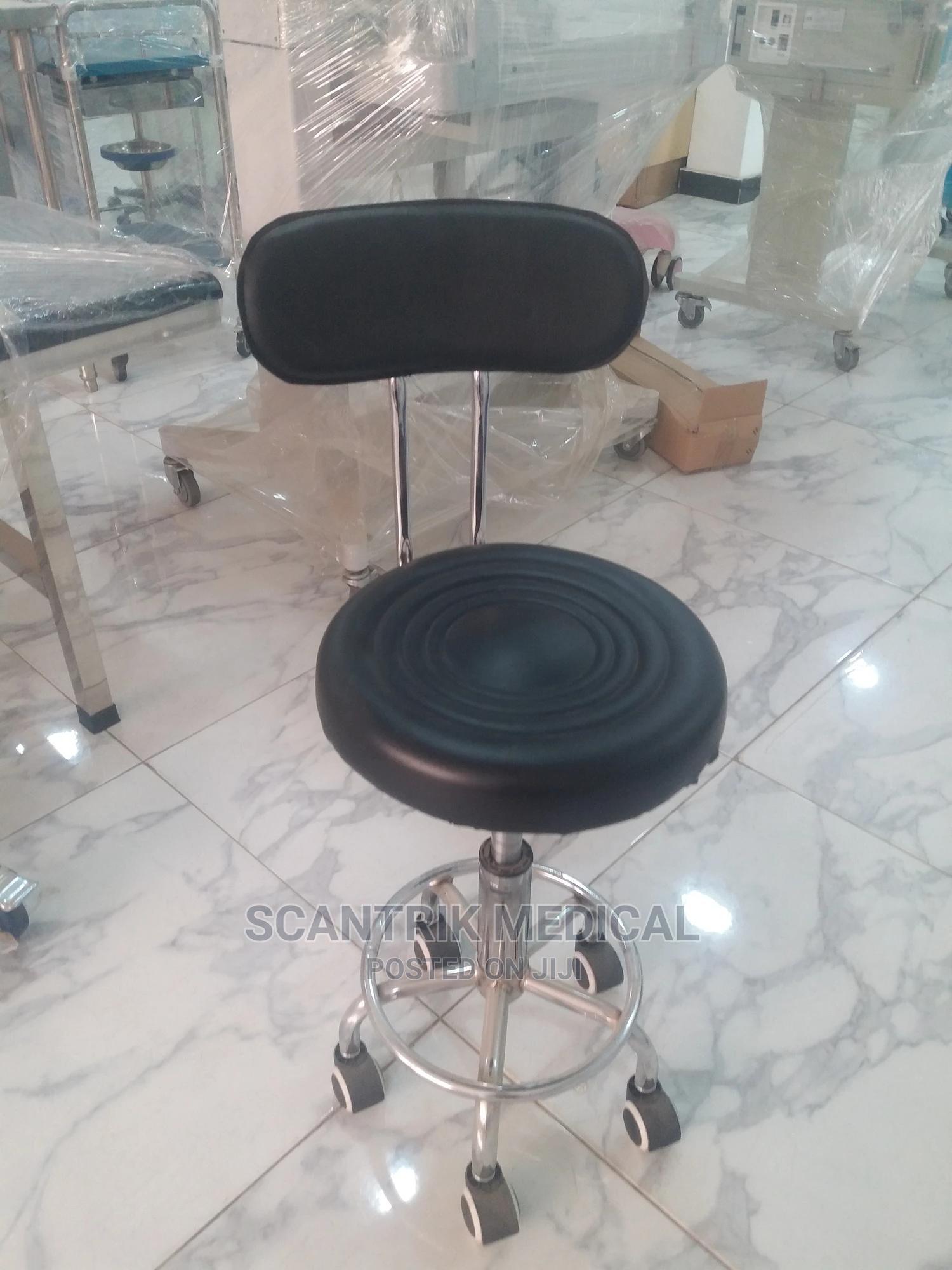 Adjustable Rolling Stool With Back Foot Rest for Office Home in Port