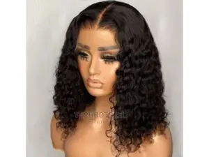 Photo - Curly Cute Closure Human Hair Black Wig